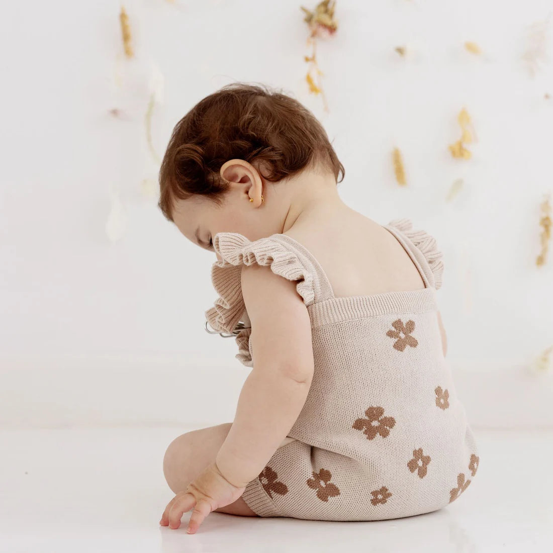 Aster & Oak / Flower Ruffle Knit Romper