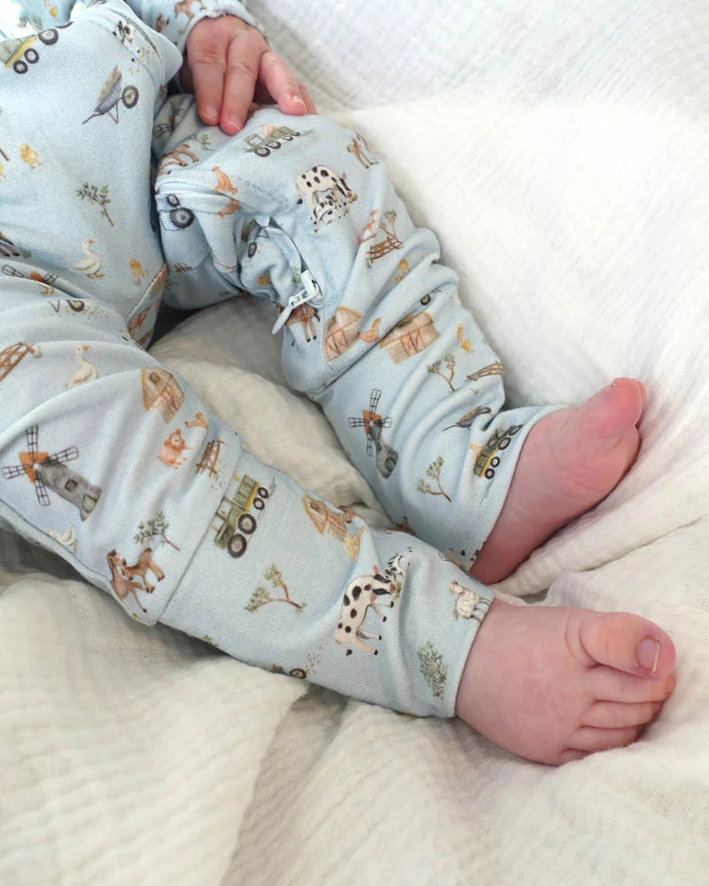 Bebe By Minihaha / Farm Print LS Zip Onesie