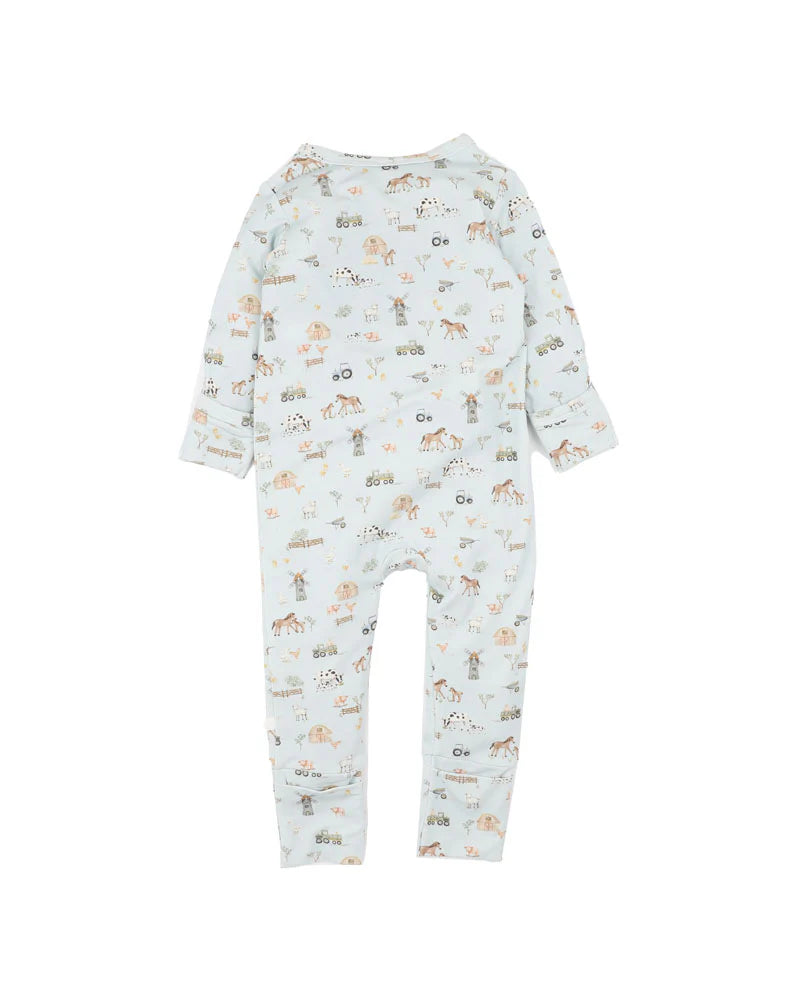 Bebe By Minihaha / Farm Print LS Zip Onesie
