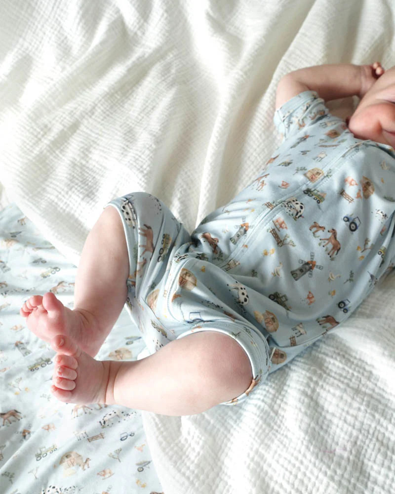 Bebe By Minihaha / Farm Print SS Zip Onesie