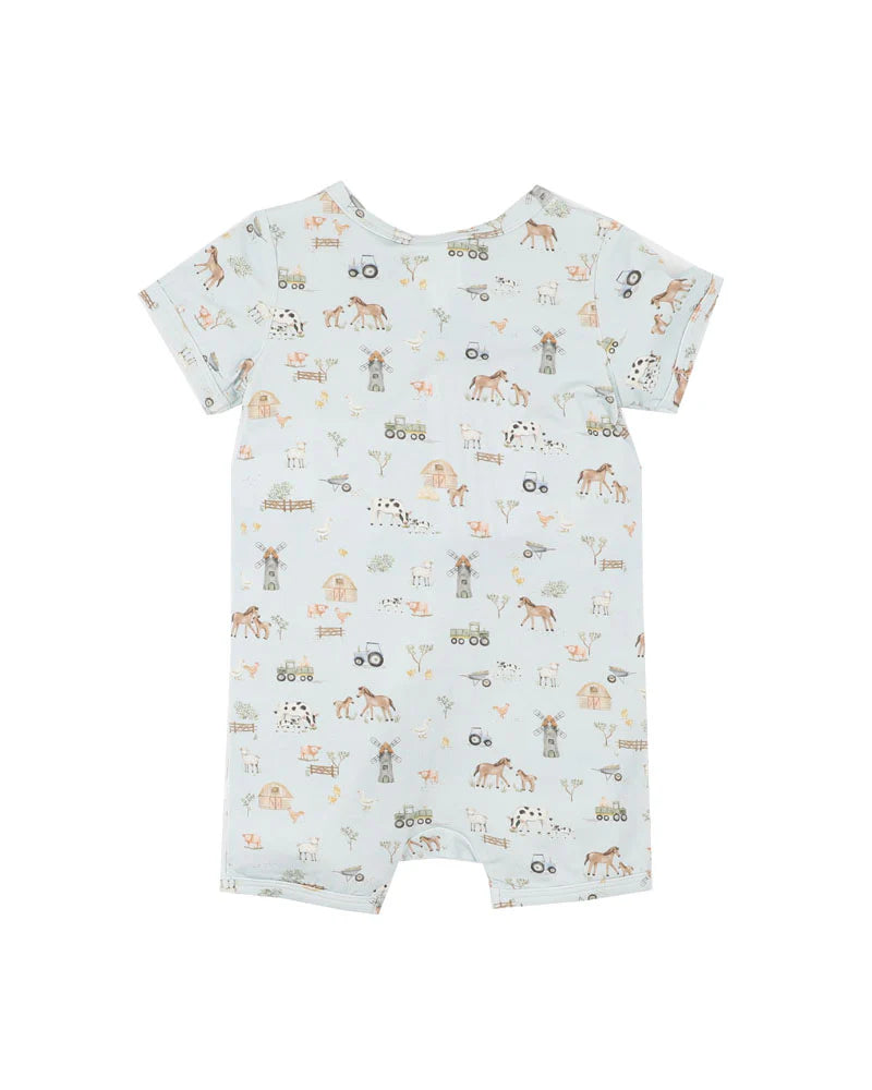 Bebe By Minihaha / Farm Print SS Zip Onesie