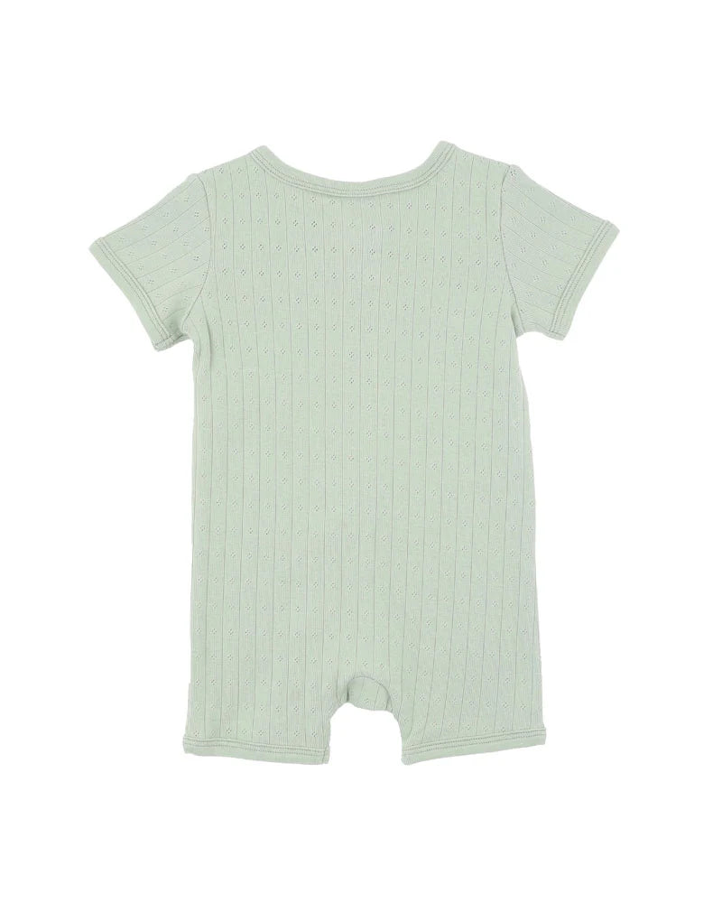 Bebe By Minihaha / Sage Organic Pointelle SS Zip Onesie