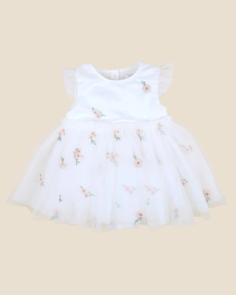 Bebe By Minihaha / Ivory Floral Embroidered Tulle Overlay Dress