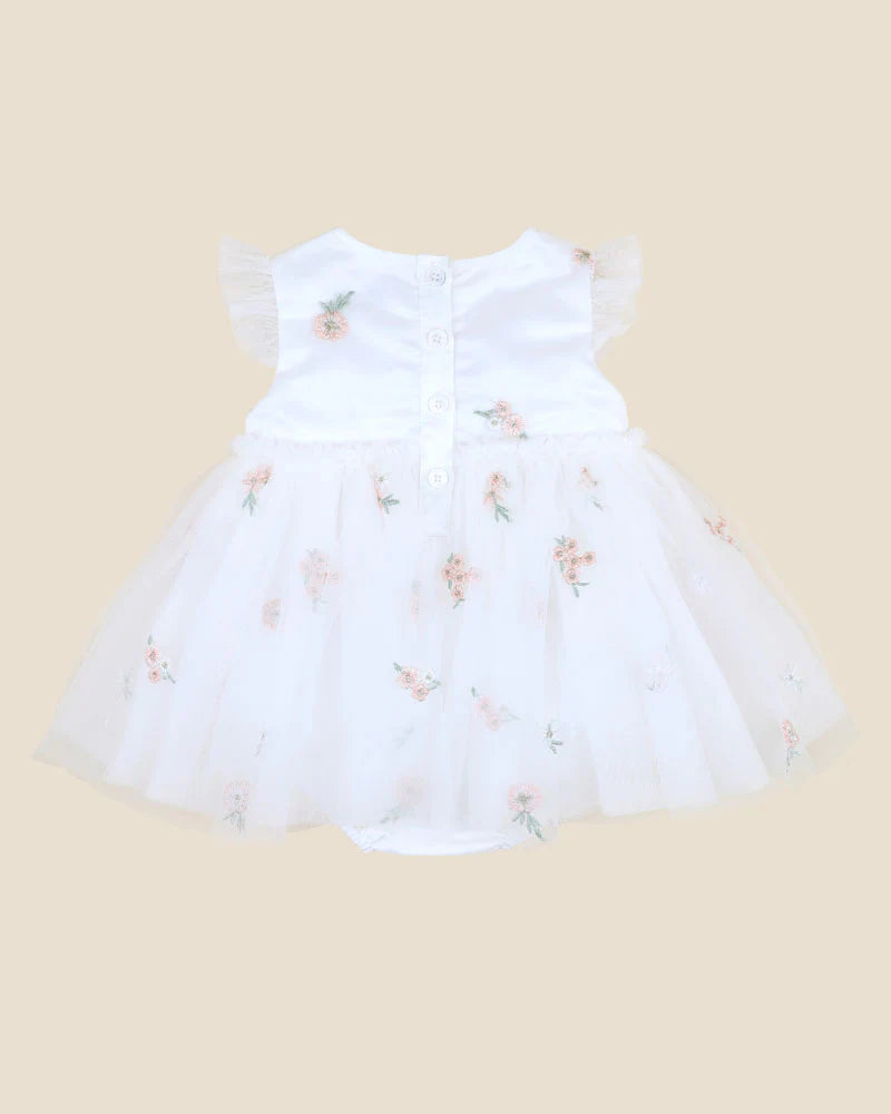 Bebe By Minihaha / Ivory Floral Embroidered Tulle Overlay Dress