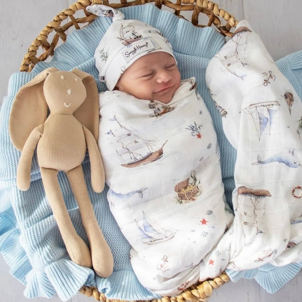 Snuggle Hunny / Organic Muslin Wrap - Set Sail