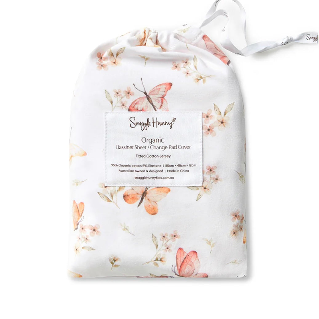 Snuggle Hunny / Fitted Bassinet Sheet - Butterfly