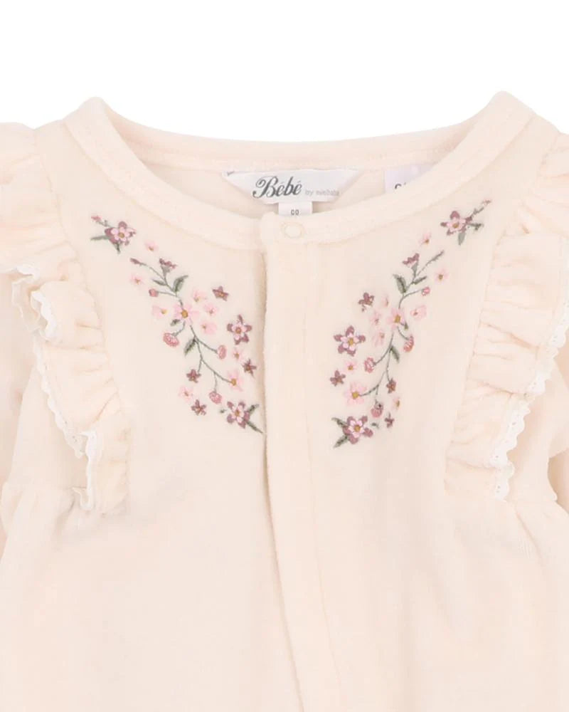 Bebe By Minihaha / Flossy Embroidered Velour Romper