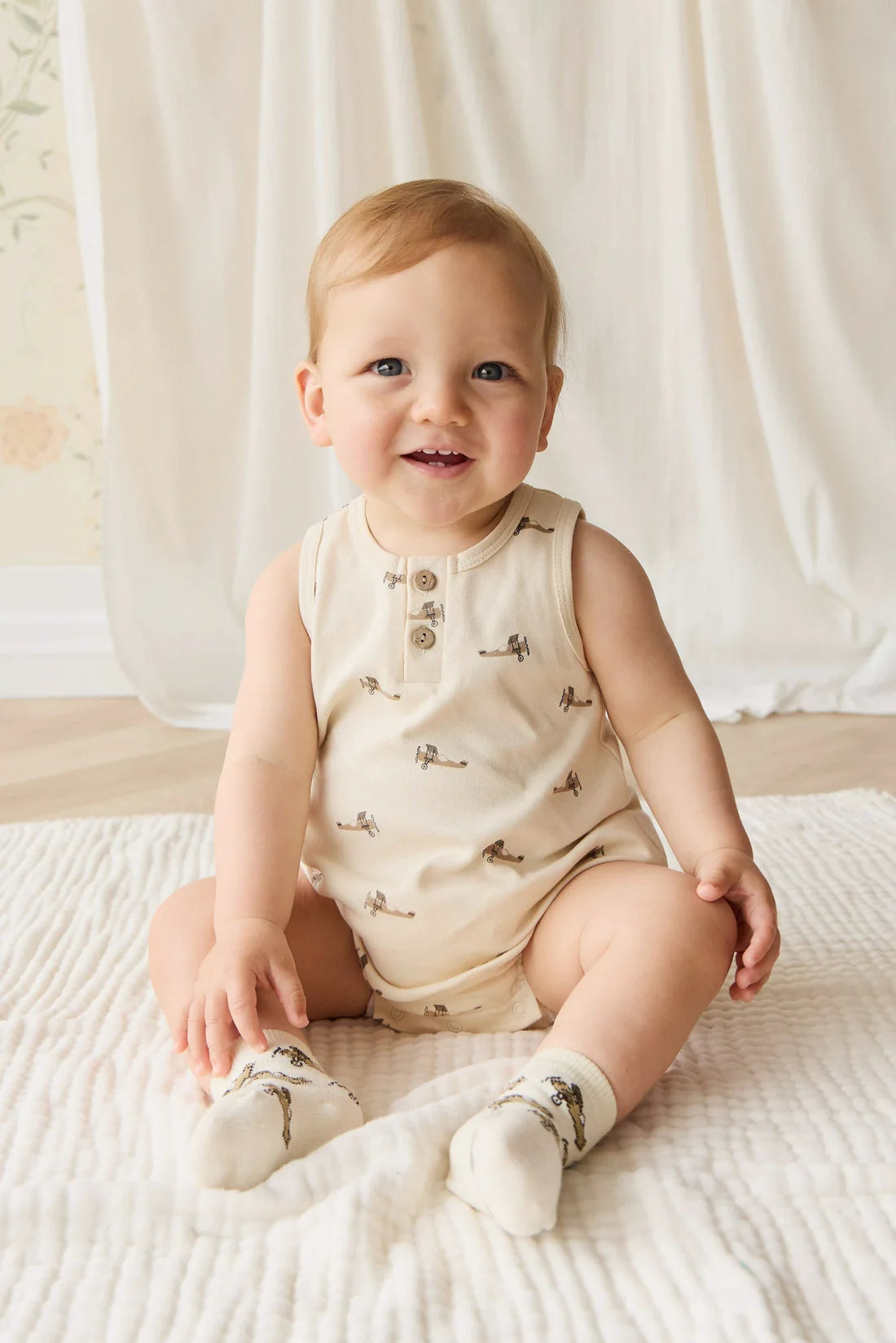 Jamie Kay / Prima Cotton Archie Playsuit - Fly High Vanilla Cream