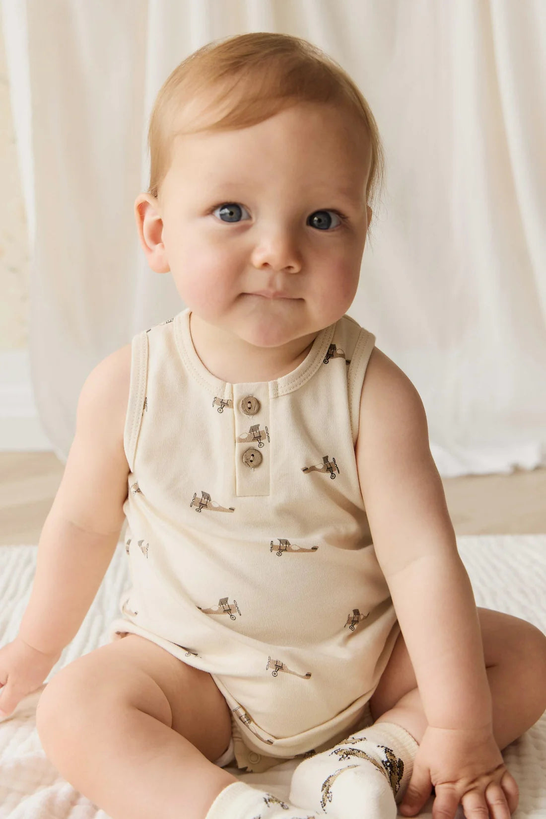 Jamie Kay / Prima Cotton Archie Playsuit - Fly High Vanilla Cream