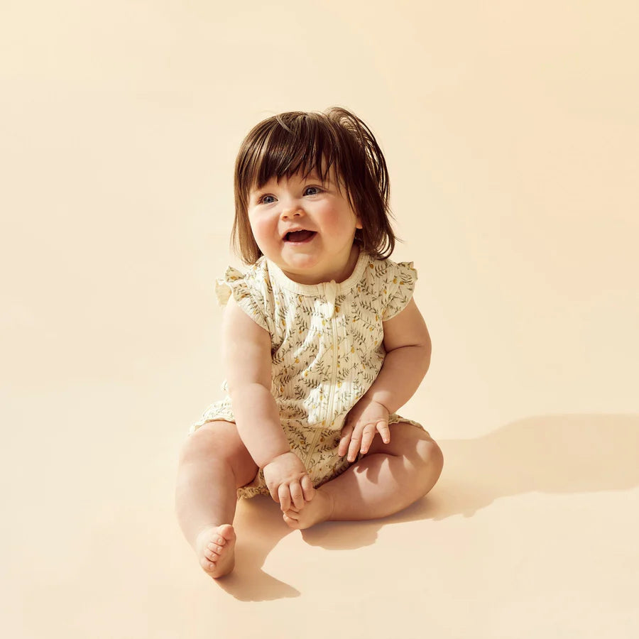 Wilson & Frenchy / Lemon Leaf Organic Ruffle Zipsuit
