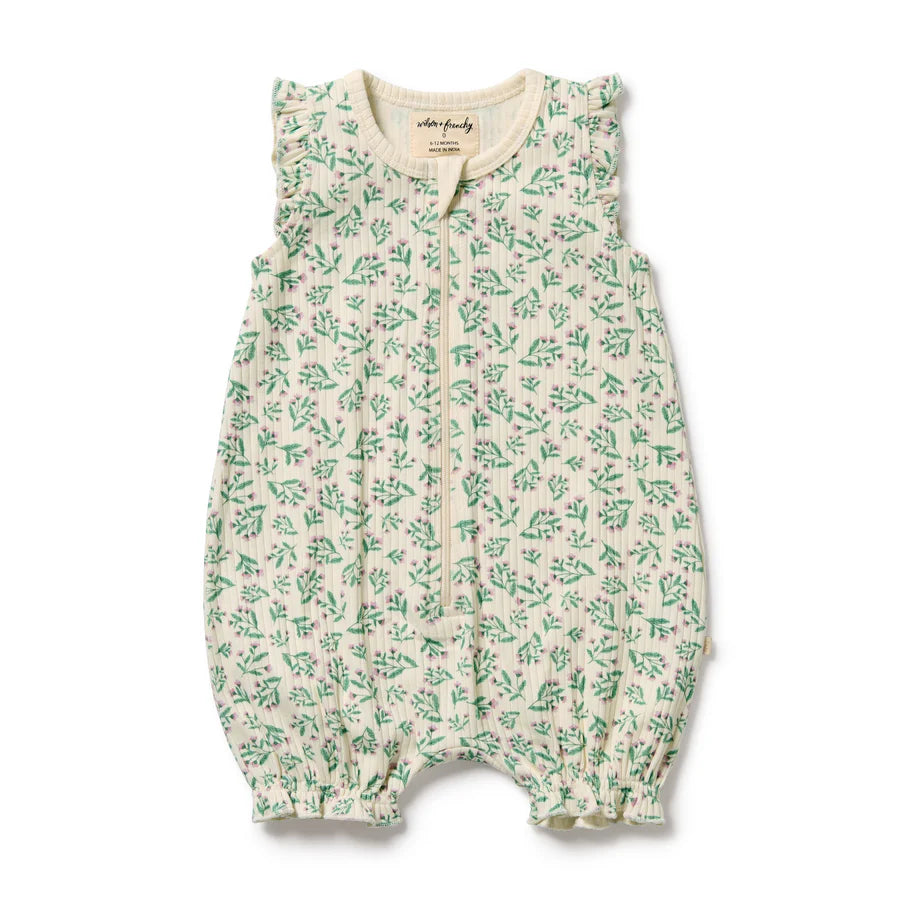 Wilson & Frenchy / Periwinkle Organic Ruffle Zipsuit