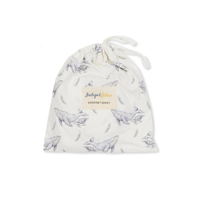Indigo & Lellow / Bassinet Sheets -Humpback Whale