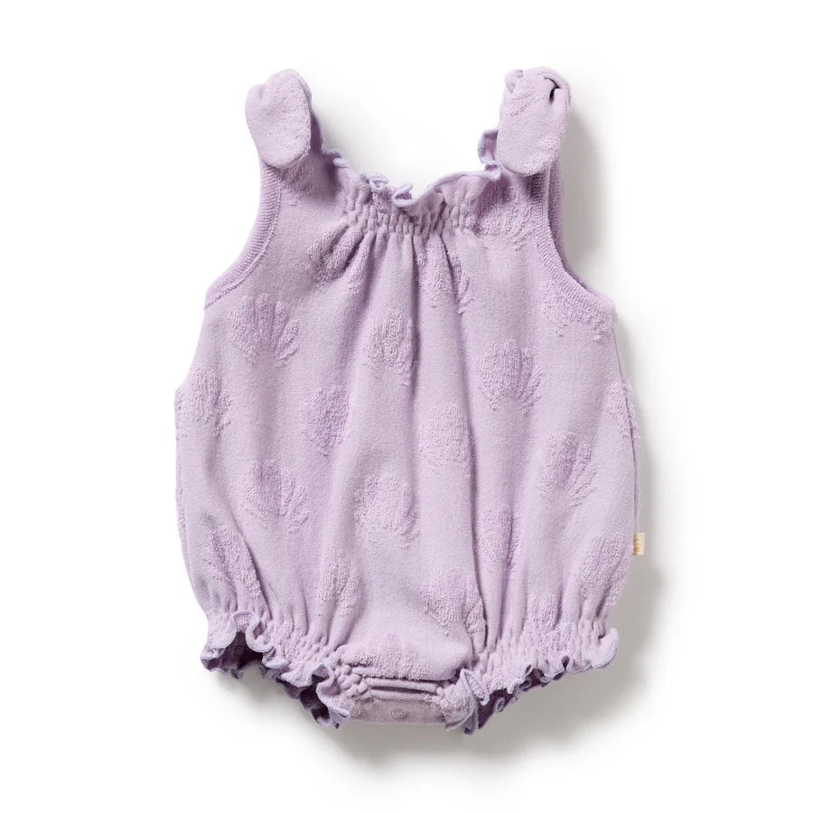 Wilson & Frenchy / Lavender Shells Organic Terry Tie Playsuit