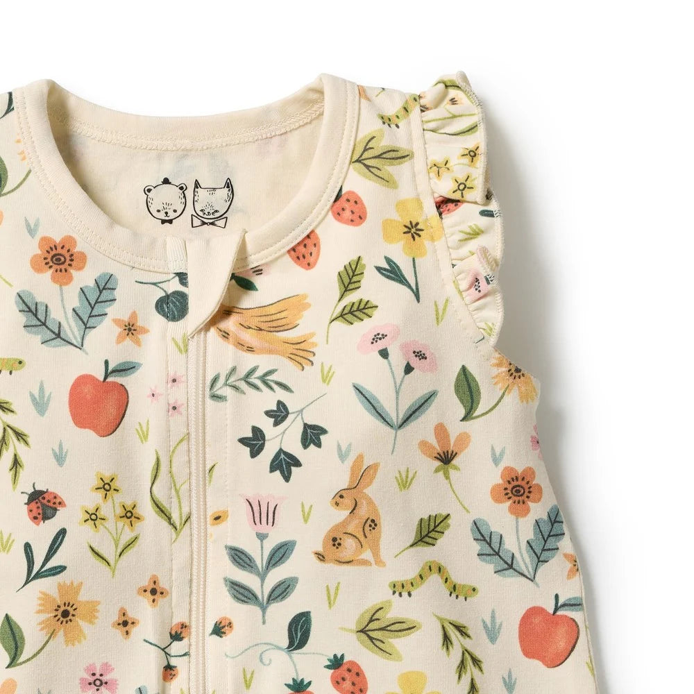 Wilson & Frenchy / Summer Garden Organic Ruffle Zipsuit