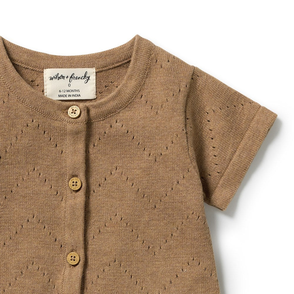 Wilson & Frenchy / Ginger Snap Organic Knitted Pointelle Growsuit