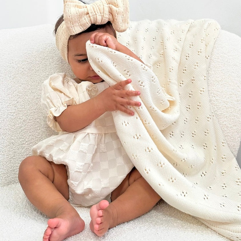 Living Textiles / Bamboo Cotton Heirloom Blanket - Ivory