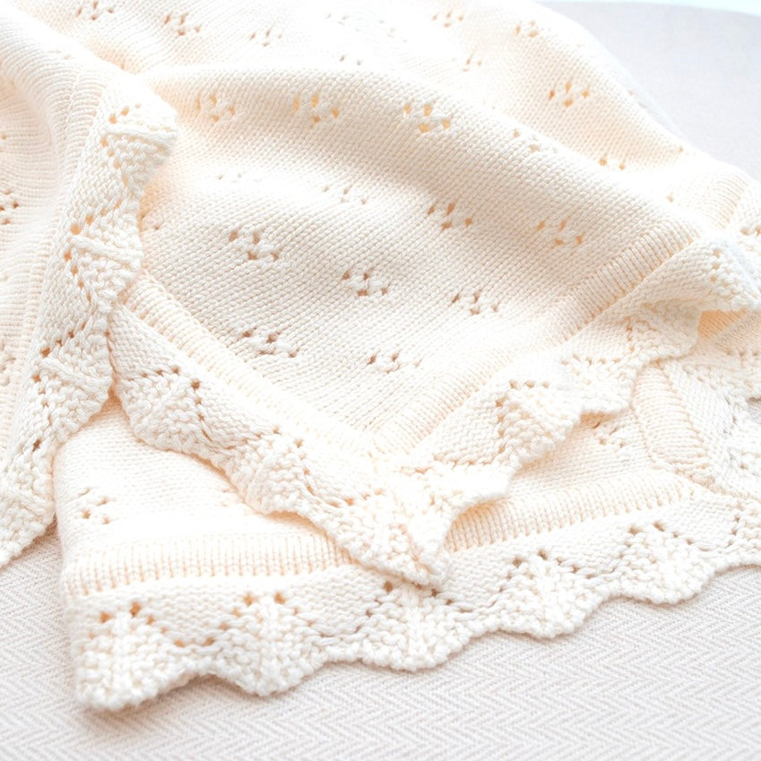 Living Textiles / Bamboo Cotton Heirloom Blanket - Ivory