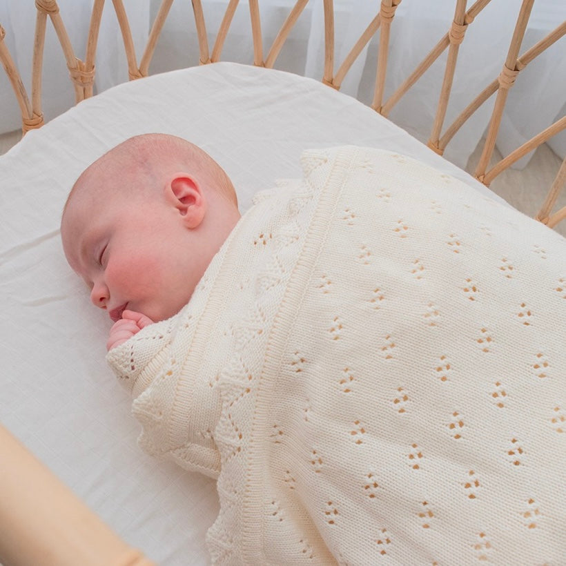 Living Textiles / Bamboo Cotton Heirloom Blanket - Ivory