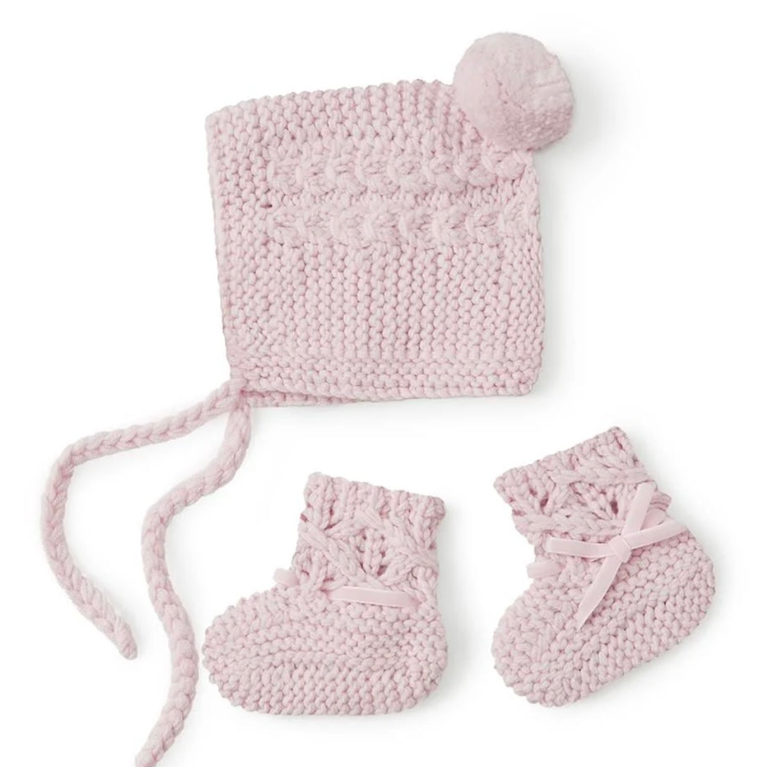 Snuggle Hunny / Bonnet and Booties - Pink