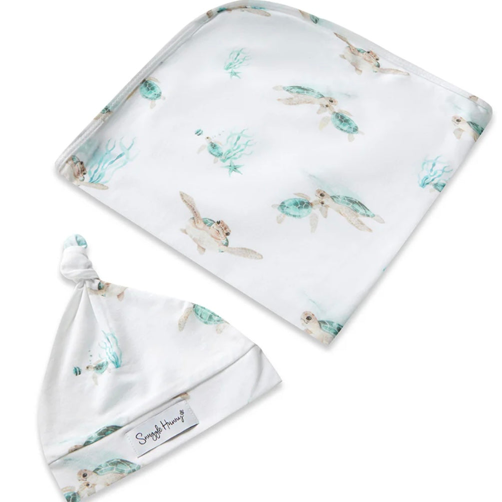 Snuggle Hunny / Jersey Wrap Set - Turtle