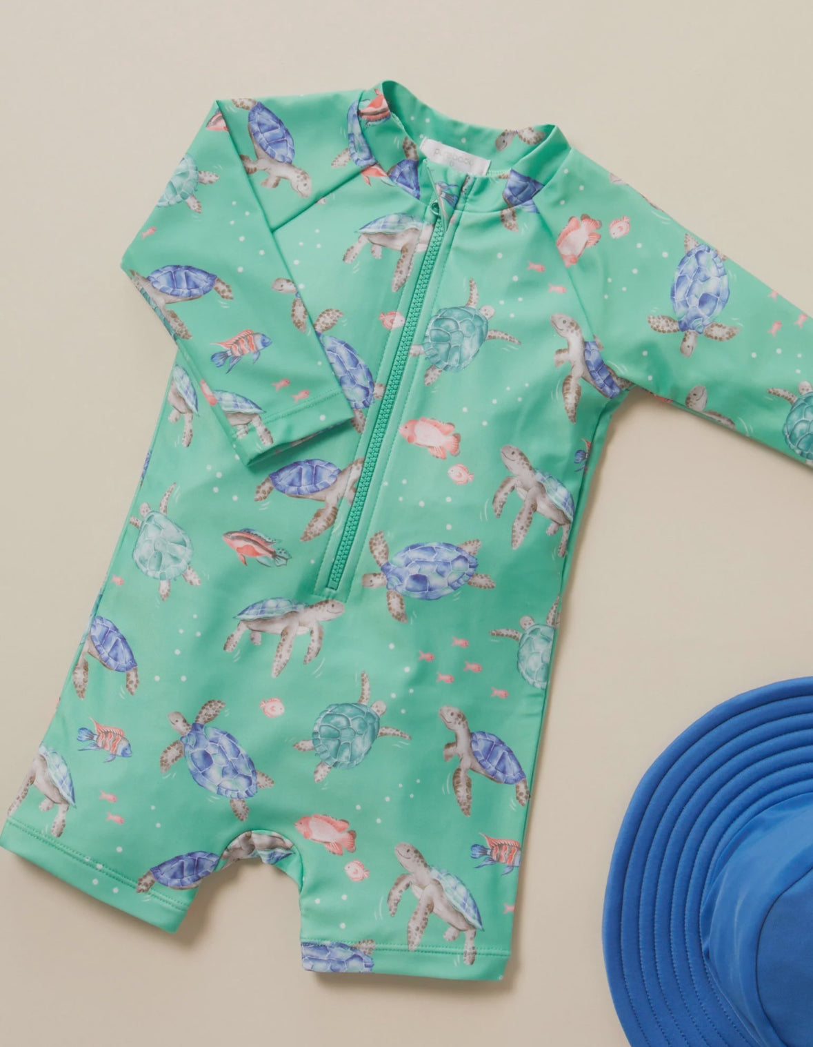 Purebaby / Long Sleeve Sun Suit - Sea Turtles