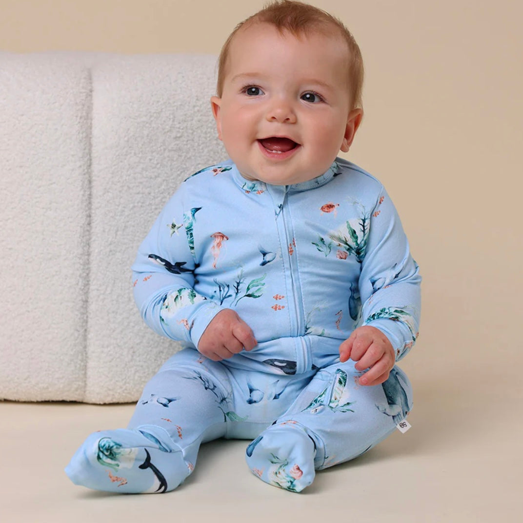 Snuggle Hunny / Snugglesuit Convertible Romper - Blue Ocean
