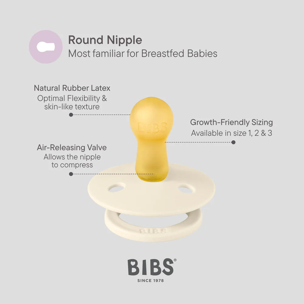 BIBS / Dummy Round Nipple 2 Pack - Mushroom/Breeze