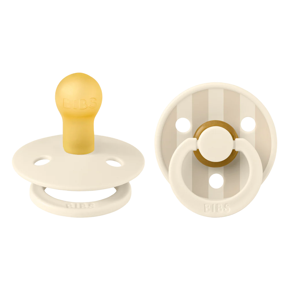 BIBS / Dummy Round Nipple 2 Pack - Pin Stripe Ivory