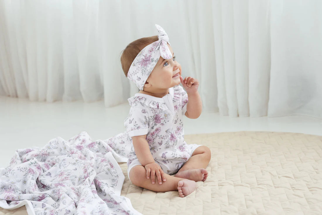 Aster & Oak / Daisy Floral Short Sleeve Zip Romper