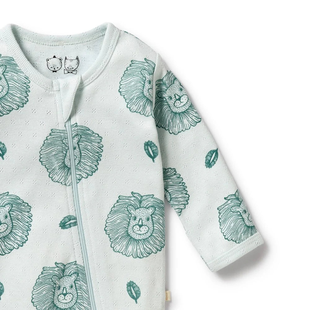 Wilson & Frenchy / Pointelle Little Lion Organic Zipsuit with Feet