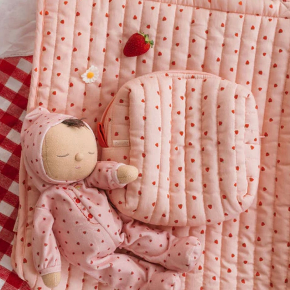 Olli Ella / Quilted Toiletries Bag - Strawberry