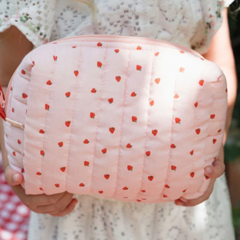 Olli Ella / Quilted Toiletries Bag - Strawberry