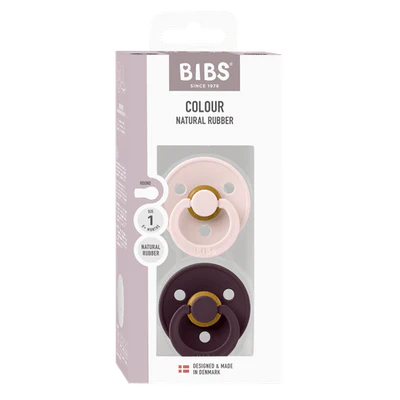 BIBS / Dummy Round Nipple 2 Pack - Petal/Plum