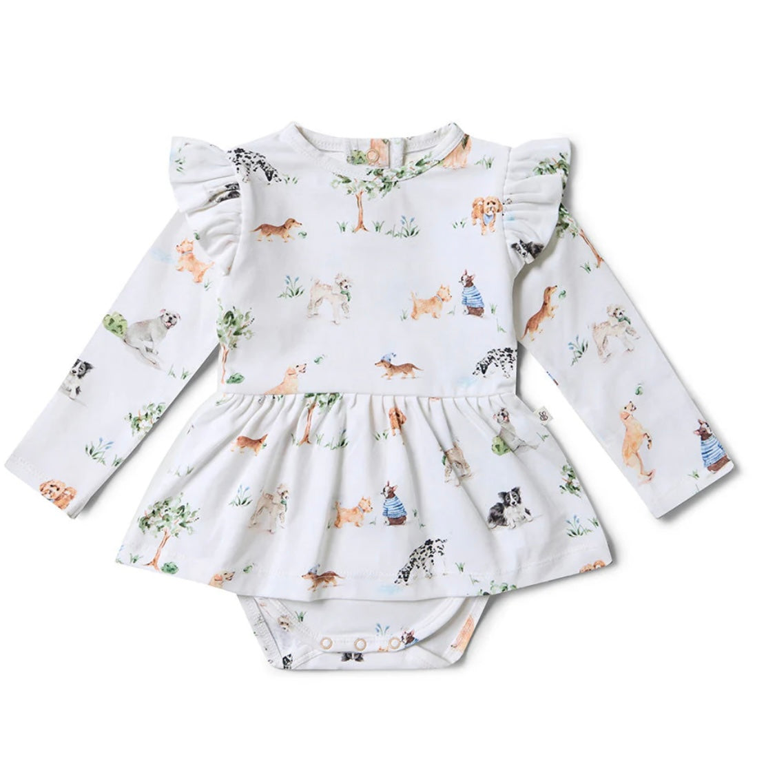 Snuggle Hunny / Long Sleeve Organic Dress - Dog Park