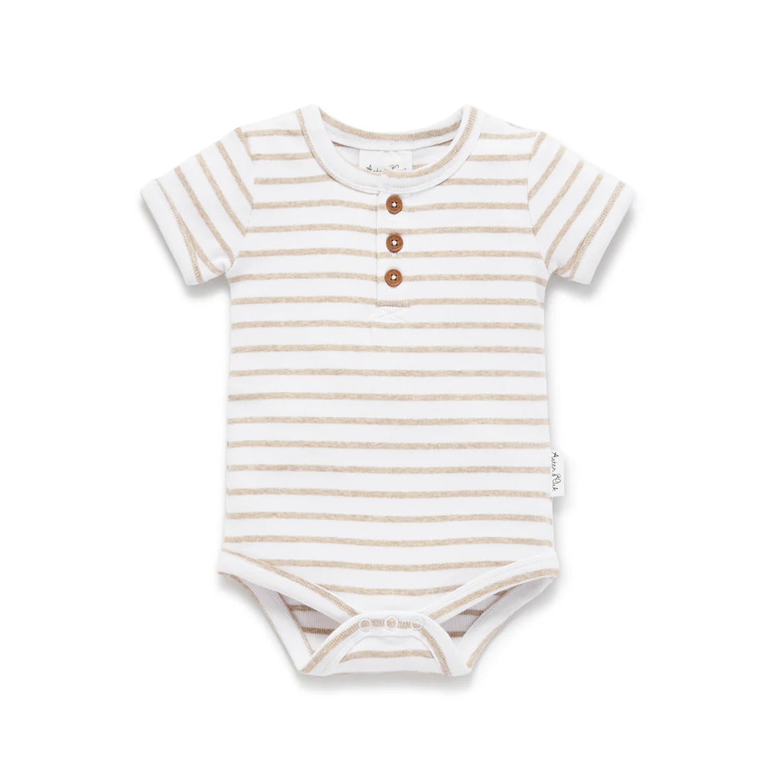 Aster & Oak / Oatmeal Stripe / Rib Henley Onesie