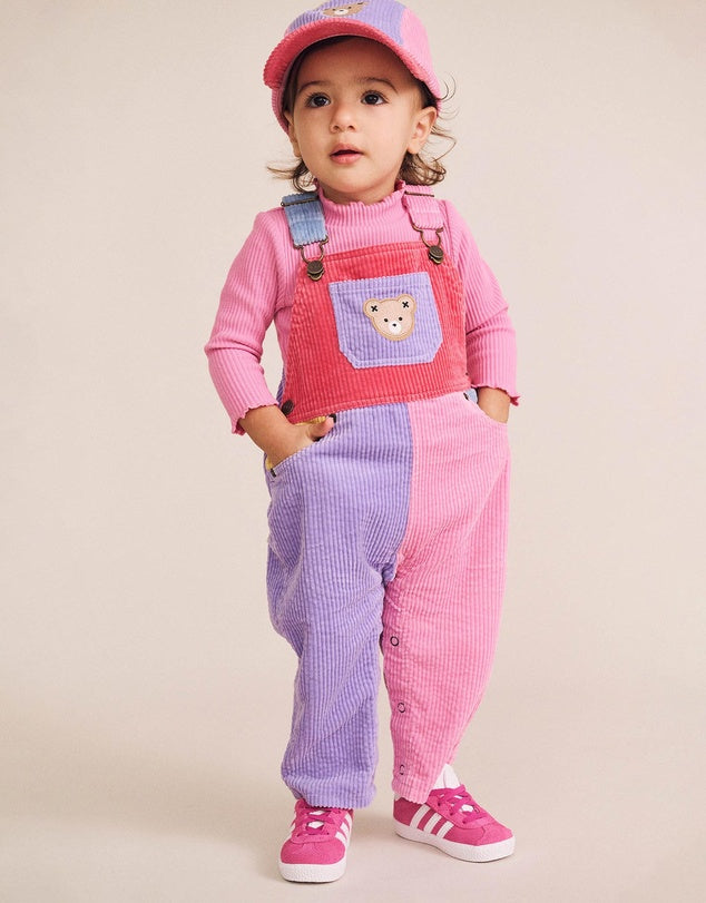 Huxbaby / Colour Block Girl Cord Overalls