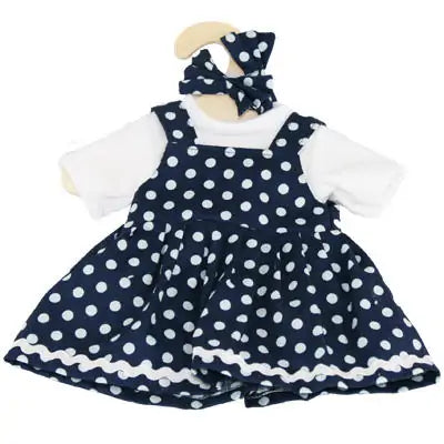 Hopscotch Doll / Doll Clothes - Navy Polka Dot Dress