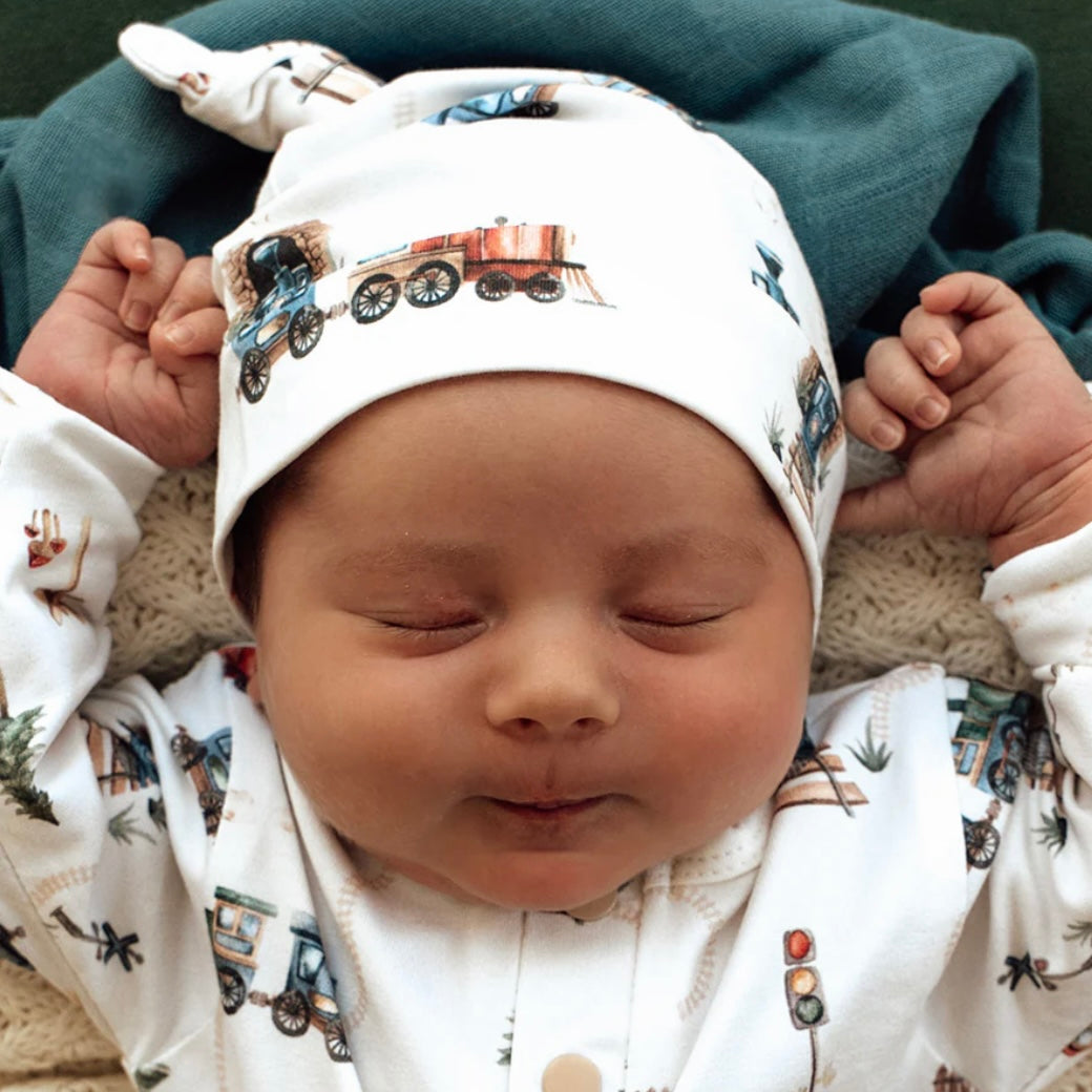 Snuggle Hunny / Knotted Beanie - Trains
