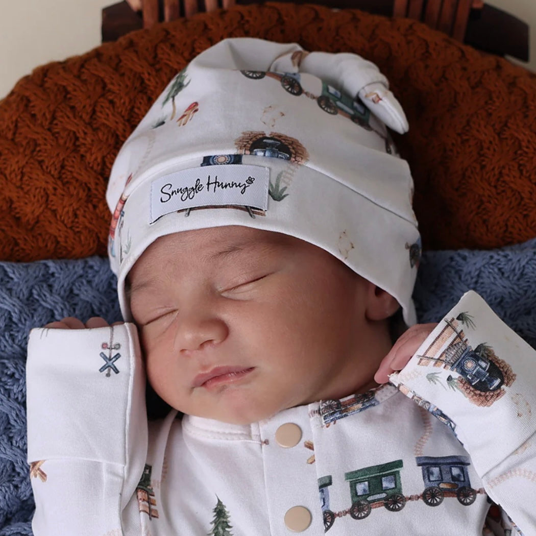 Snuggle Hunny / Knotted Beanie - Trains
