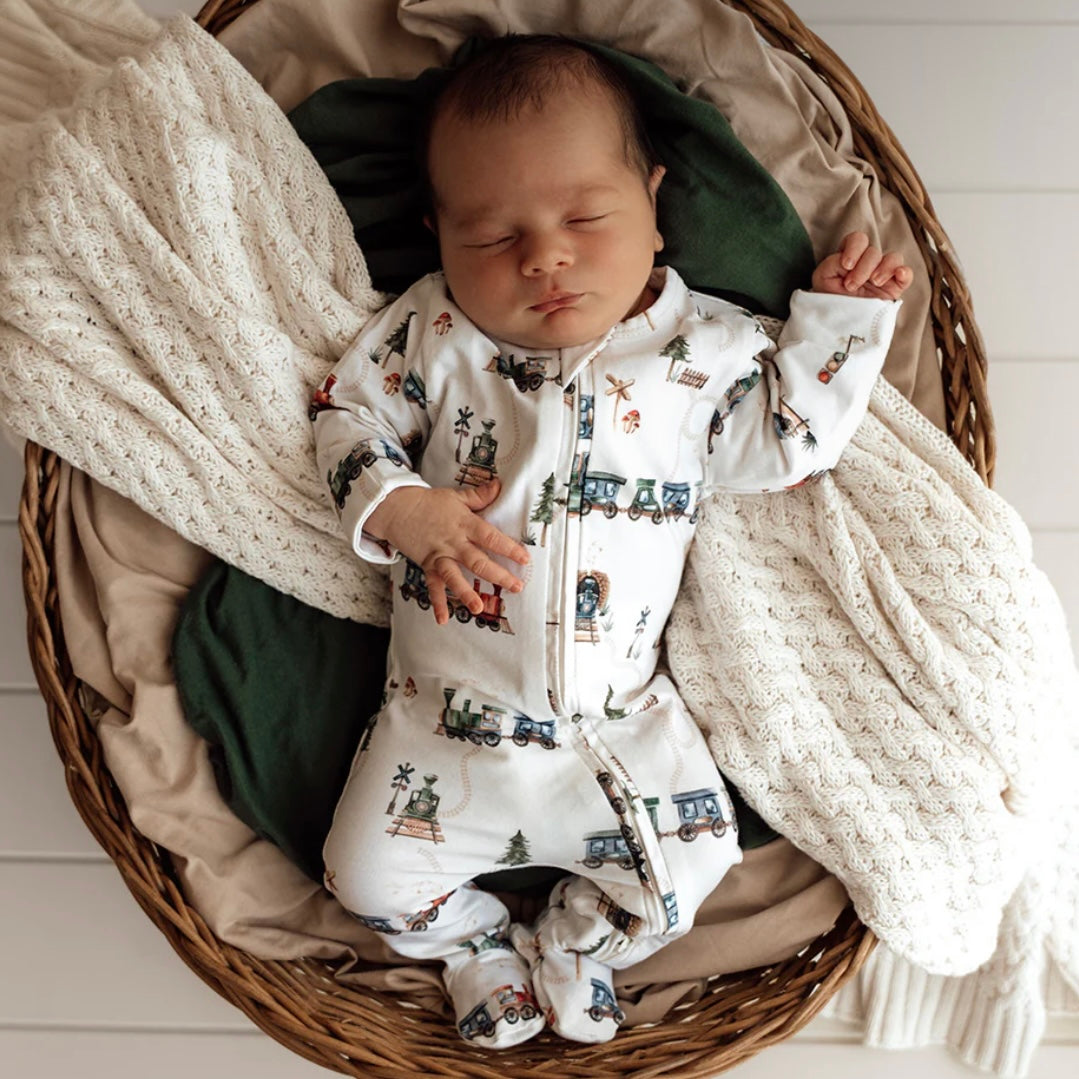Snuggle Hunny / Snuggle Sleepsuit Zip Footie - Trains