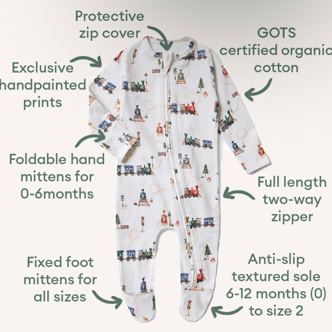 Snuggle Hunny / Snuggle Sleepsuit Zip Footie - Trains