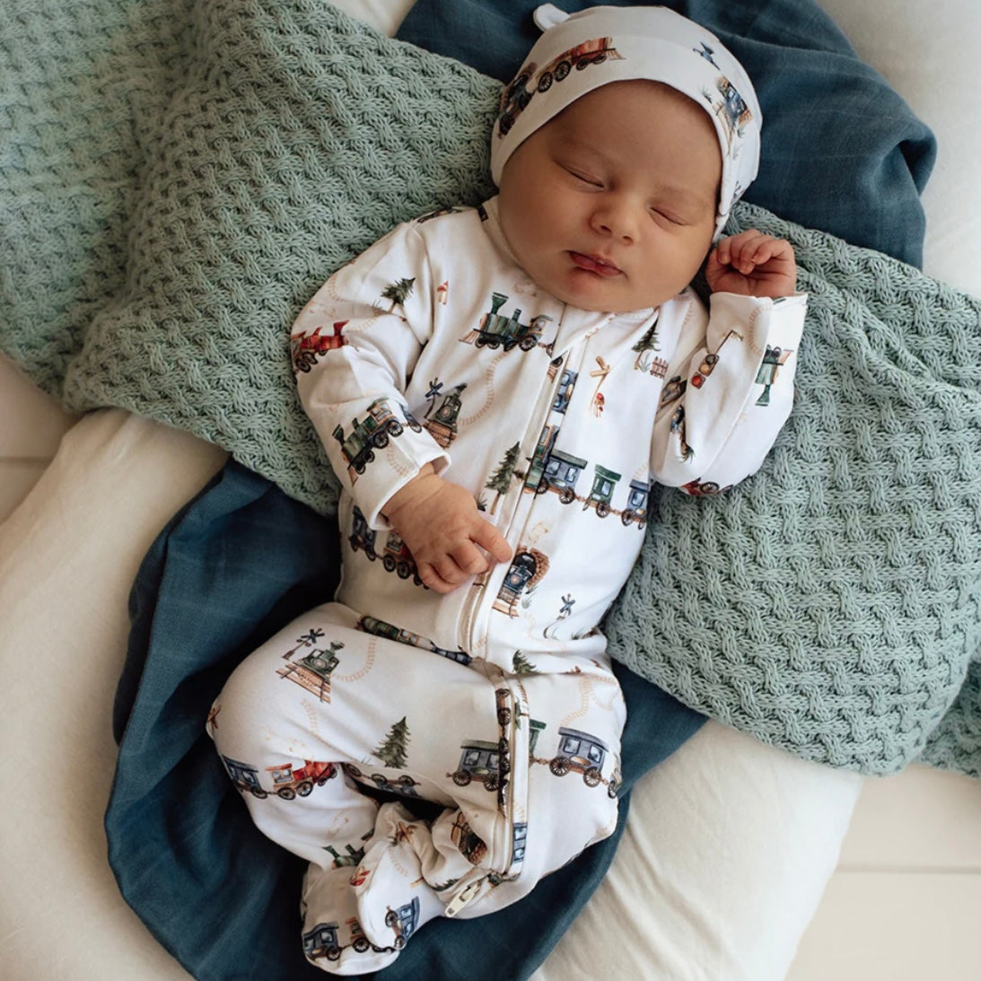 Snuggle Hunny / Snuggle Sleepsuit Zip Footie - Trains