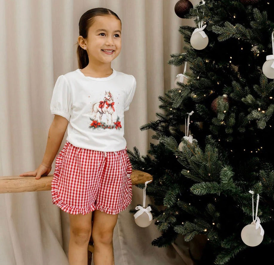 Confetti Kidz / Ruffle Shorts - Red Plaid