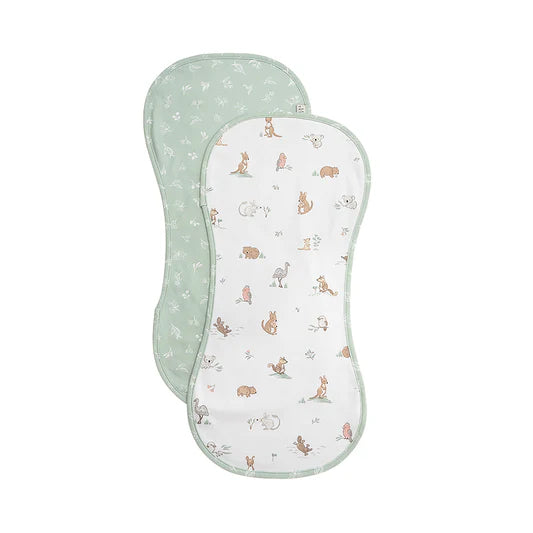 Living Textiles / 2 Pack Organic Burp Cloths Australiana