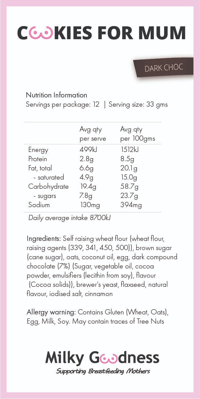 Milky Goodness / Dark Chocolate Chip Lactation Cookies