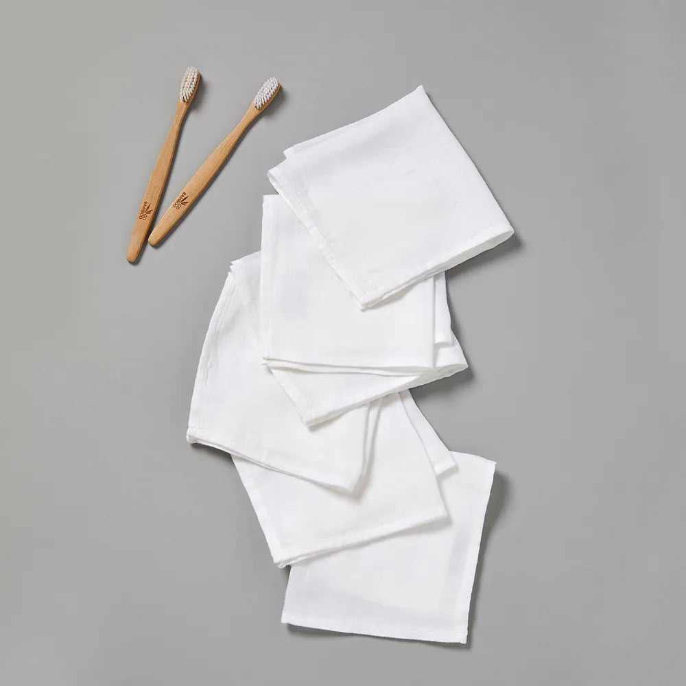 Little Bamboo / Soft Muslin Wash Cloths 6 Pack - Natural