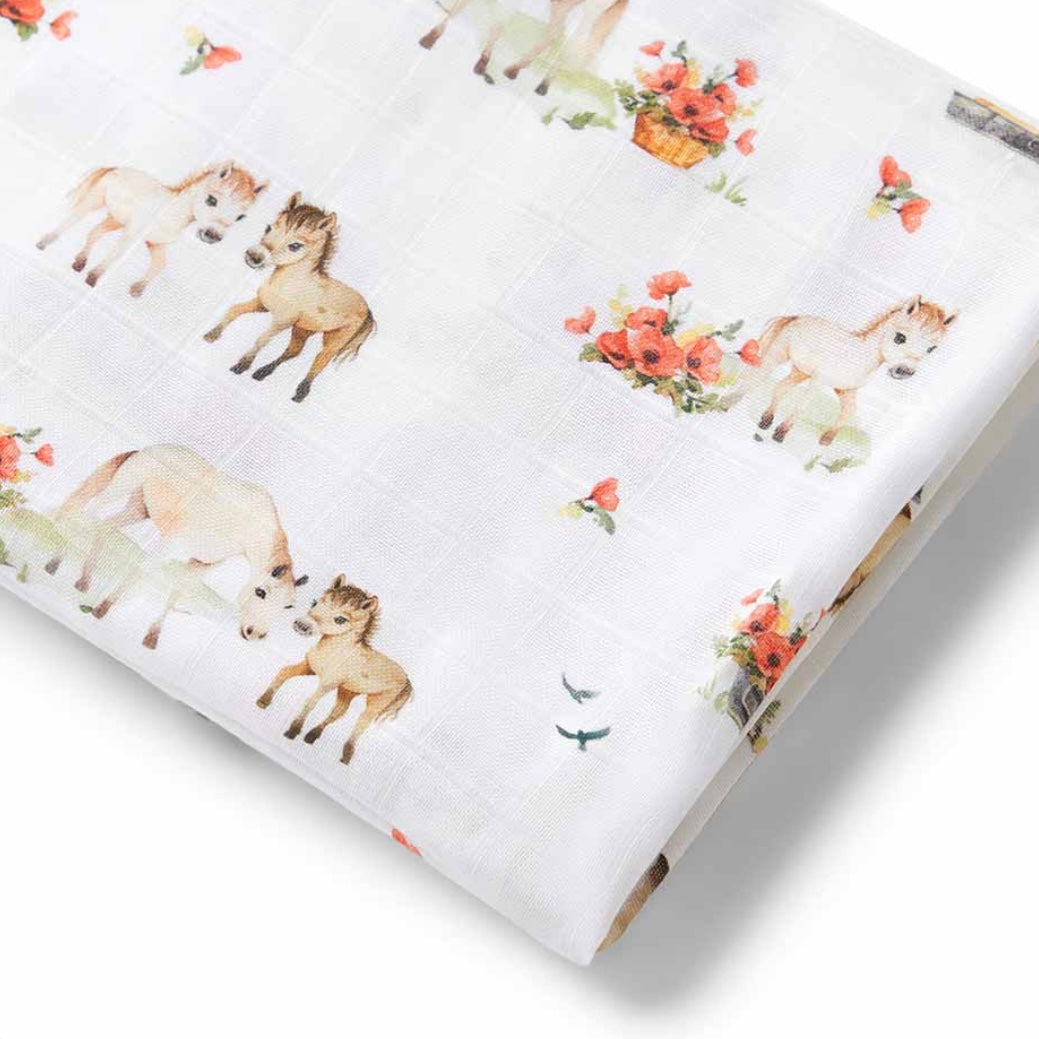 Snuggle Hunny / Organic Muslin Wrap - Pony Pals