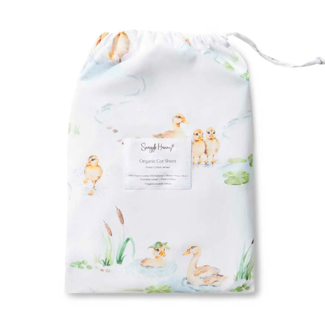 Snuggle Hunny / Fitted Cot Sheet - Duck Pond