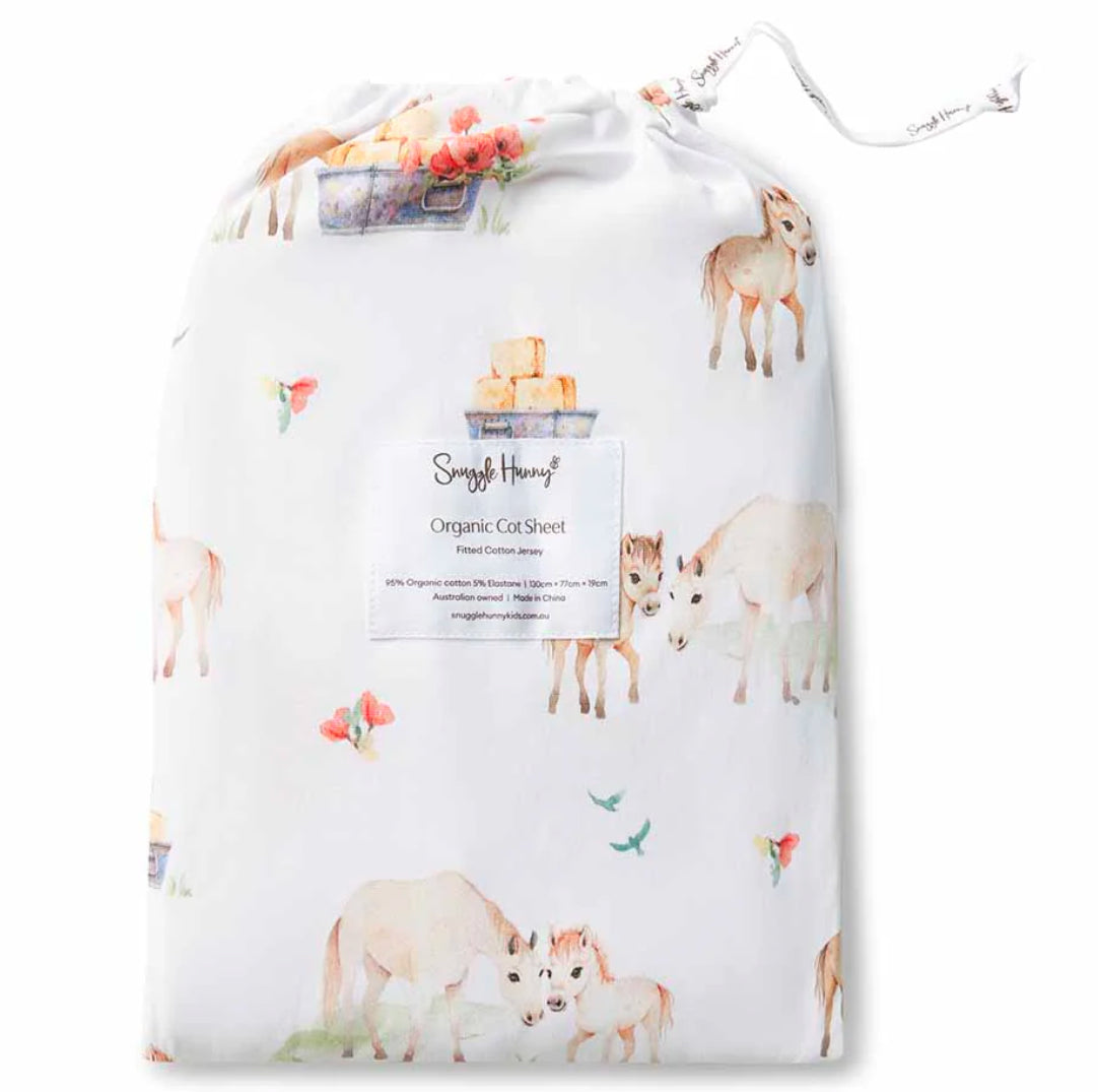 Snuggle Hunny / Fitted Cot Sheet - Pony Pals