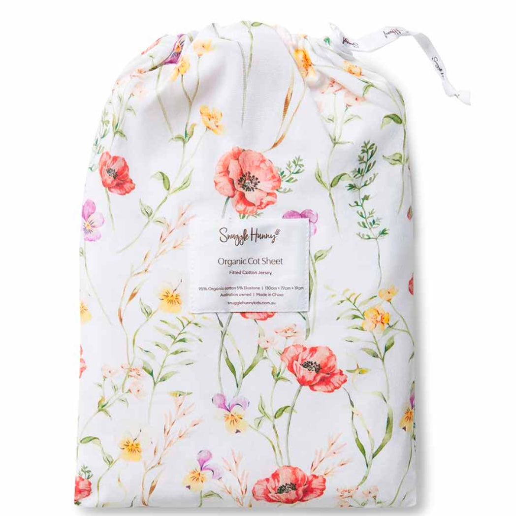 Snuggle Hunny / Fitted Cot Sheet - Meadow